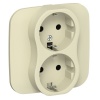 Розетка 2-я с заземлением в сборе ИЭК FLITE РС12-0-А-ФлН 16А навахо