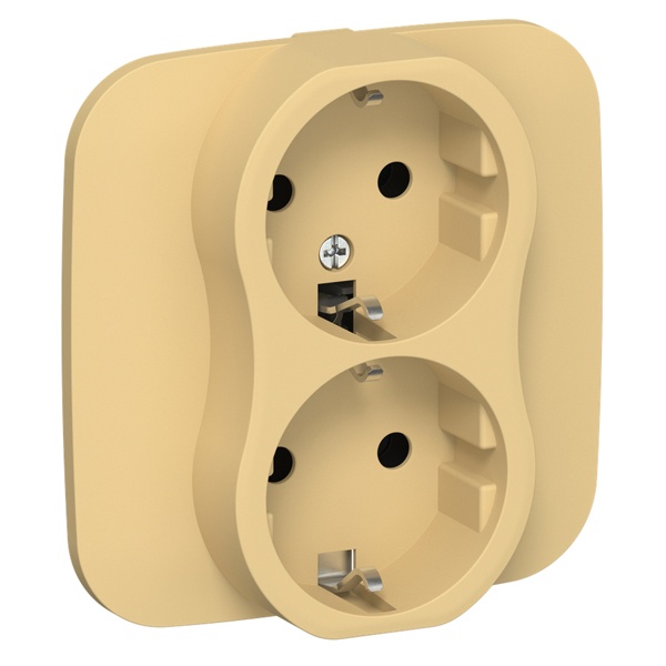 Розетка 2-я с заземлением в сборе ИЭК FLITE РС12-0-А-ФлЗ 16А золотарник