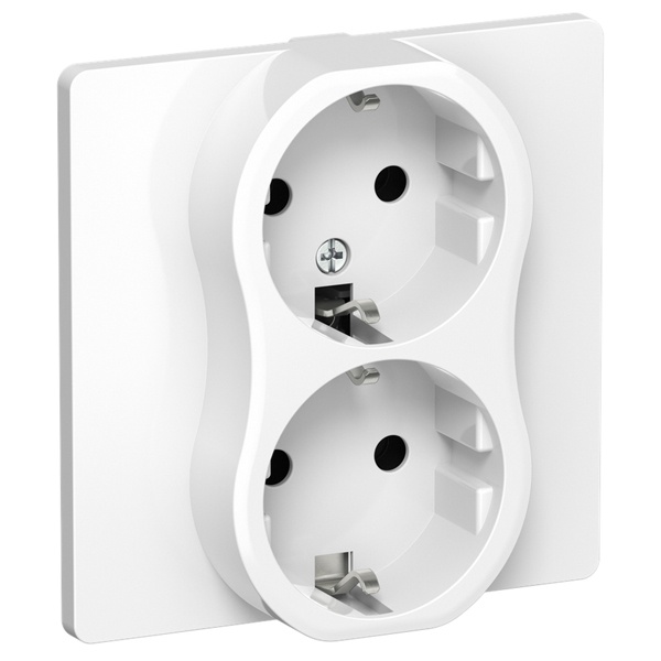 Розетка 2-я с заземлением в сборе ИЭК FLITE РС12-1-К-ФлБ 16А автозажим белый