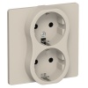Розетка 2-я с заземлением в сборе ИЭК FLITE РС12-1-К-ФлЛ 16А автозажим льняной