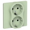 Розетка 2-я с заземлением в сборе ИЭК FLITE РС12-1-К-ФлФ 16А автозажим фисташковый