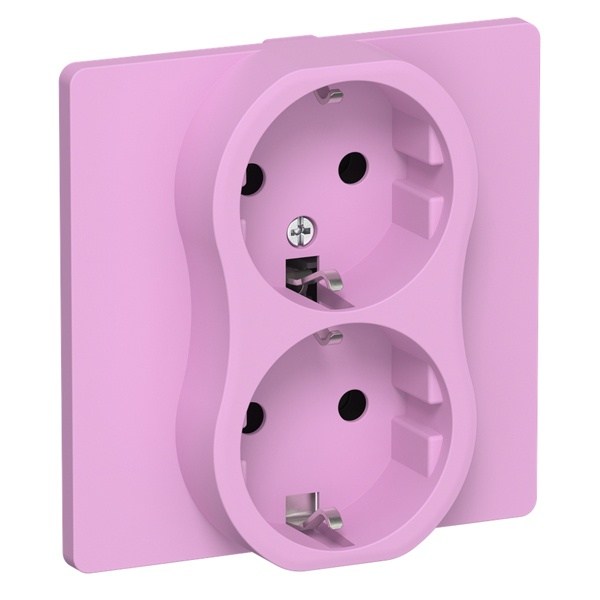 Розетка 2-я с заземлением в сборе ИЭК FLITE РС12-1-К-ФлПр 16А автозажим пурпурный