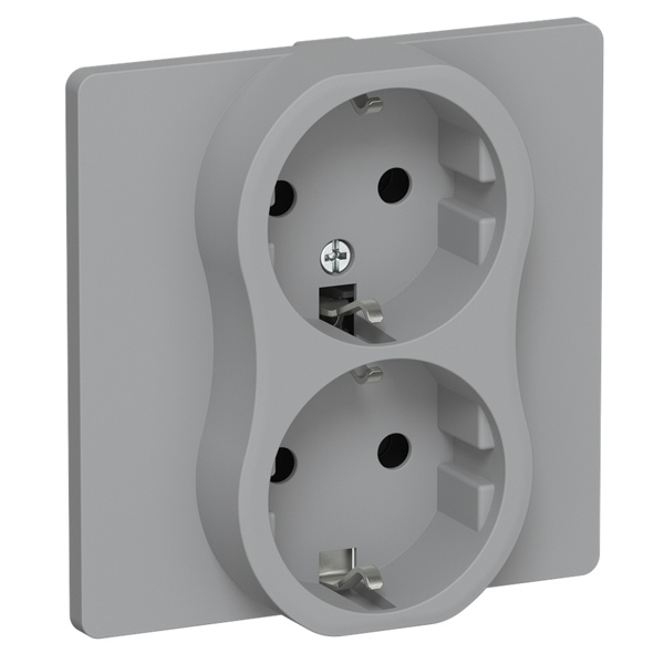 Розетка 2-я с заземлением в сборе ИЭК FLITE РС12-0-К-ФлС 16А серый