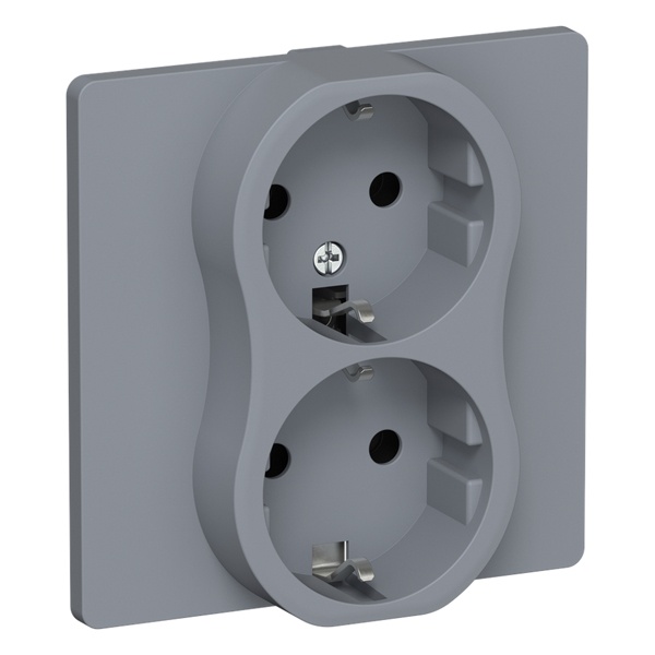 Розетка 2-я с заземлением в сборе ИЭК FLITE РС12-0-К-ФлМ 16А маренго