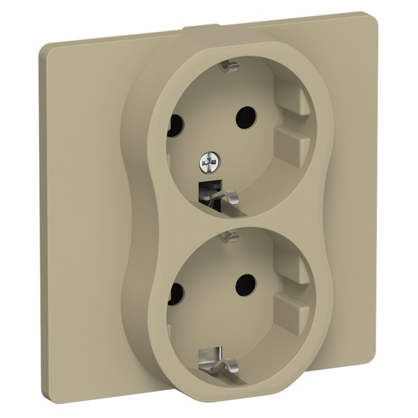 Розетка 2-я с заземлением в сборе ИЭК FLITE РС12-0-К-ФлХ 16А хаки