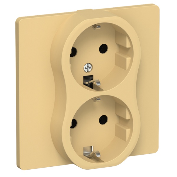 Розетка 2-я с заземлением в сборе ИЭК FLITE РС12-0-К-ФлЗ 16А золотарник