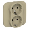 Розетка 2-я с заземлением в сборе ИЭК FLITE РСш12-1-А-ФлХ 16А шторки автозажим хаки