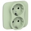 Розетка 2-я с заземлением в сборе ИЭК FLITE РСш12-1-А-ФлФ 16А шторки автозажим фисташковый