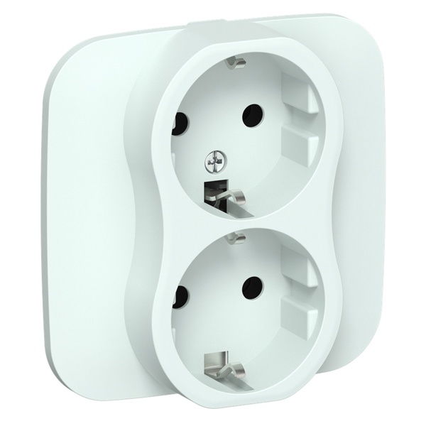 Розетка 2-я с заземлением в сборе ИЭК FLITE РСш12-1-А-ФлХЛ 16А шторки автозажим холодный лёд