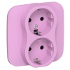 Розетка 2-я с заземлением в сборе ИЭК FLITE РСш12-0-А-ФлПр 16А шторки пурпурный