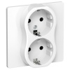 Розетка 2-я с заземлением в сборе ИЭК FLITE РСш12-1-К-ФлБ 16А шторки автозажим белый