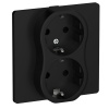 Розетка 2-я с заземлением в сборе ИЭК FLITE РСш12-1-К-ФлЧ 16А шторки автозажим черный