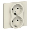 Розетка 2-я с заземлением в сборе ИЭК FLITE РСш12-1-К-ФлСл 16А шторки автозажим сливочный
