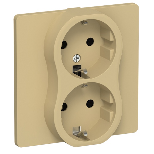 Розетка 2-я с заземлением в сборе ИЭК FLITE РСш12-1-К-ФлШм 16А шторки автозажим шамуа