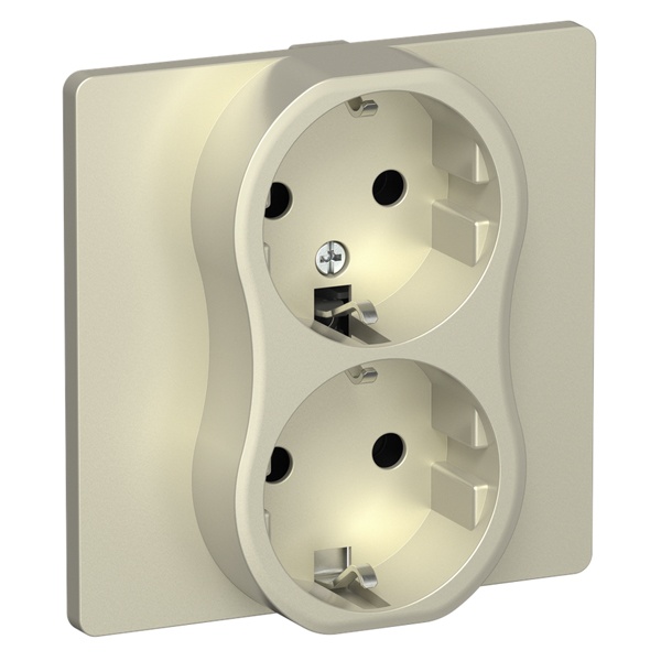 Розетка 2-я с заземлением в сборе ИЭК FLITE РСш12-0-К-ФлШ 16А шторки шампань