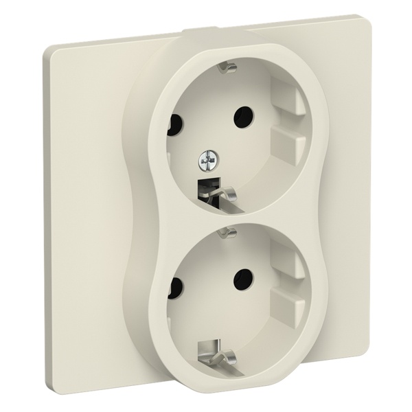 Розетка 2-я с заземлением в сборе ИЭК FLITE РСш12-0-К-ФлСл 16А шторки сливочный