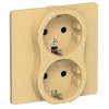 Розетка 2-я с заземлением в сборе ИЭК FLITE РСш12-0-К-ФлЗ 16А шторки золотарник
