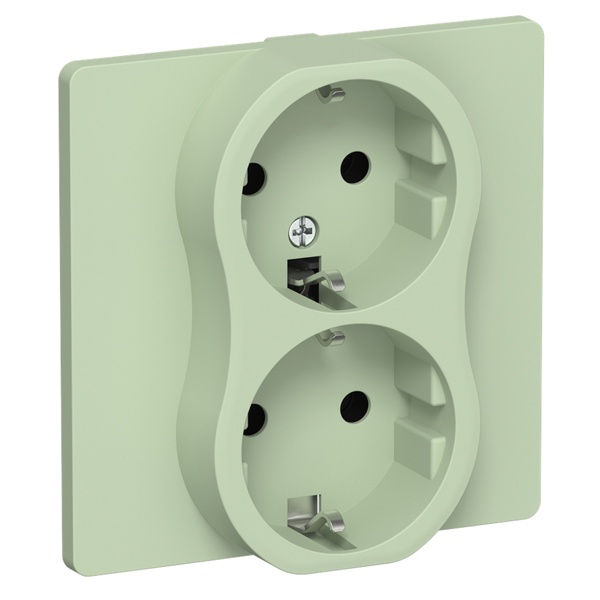 Розетка 2-я с заземлением в сборе ИЭК FLITE РСш12-0-К-ФлФ 16А шторки фисташковый