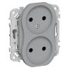 Розетка 2-я без заземления в сборе ИЭК FLITE РС02-1-ФлС 10А автозажим серый