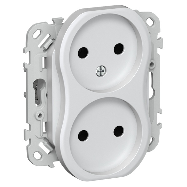 Розетка 2-я без заземления в сборе ИЭК FLITE РС02-1-ФлЖ 10А автозажим жемчуг