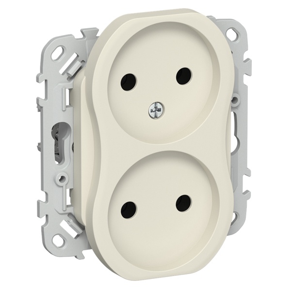 Розетка 2-я без заземления в сборе ИЭК FLITE РС02-1-ФлСл 10А автозажим сливочный