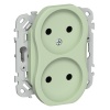 Розетка 2-я без заземления в сборе ИЭК FLITE РС02-1-ФлФ 10А автозажим фисташковый