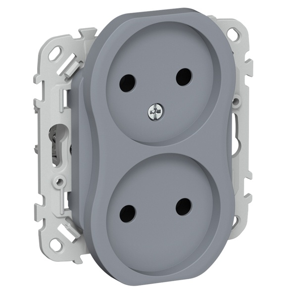 Розетка 2-я без заземления в сборе ИЭК FLITE РС02-0-ФлМ 10А маренго