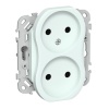 Розетка 2-я без заземления в сборе ИЭК FLITE РС02-0-ФлХЛ 10А холодный лёд