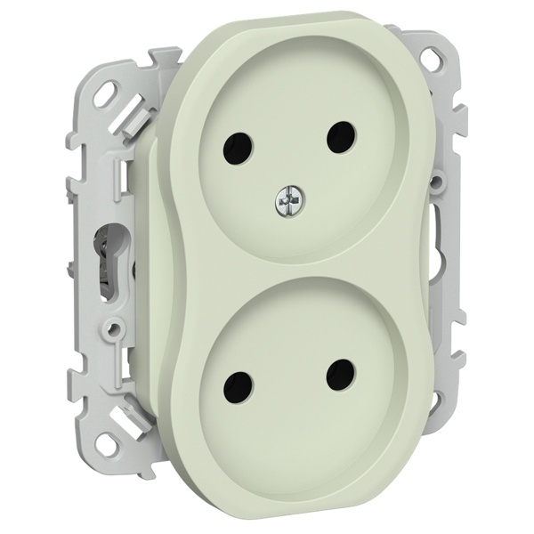 Розетка 2-я без заземления в сборе ИЭК FLITE РСш02-1-ФлП 10А шторки автозажим панг