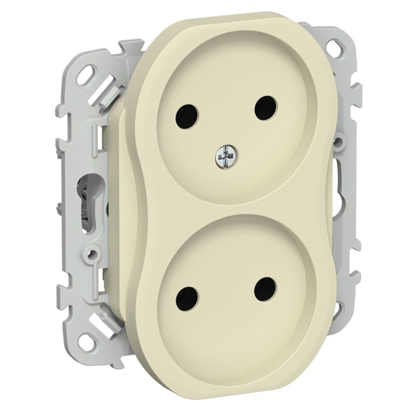 Розетка 2-я без заземления в сборе ИЭК FLITE РСш02-0-ФлН 10А шторки навахо