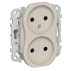 Розетка 2-я без заземления в сборе ИЭК FLITE РСш02-0-ФлЛ 10А шторки льняной