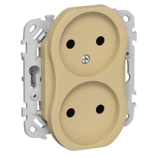 Розетка 2-я без заземления в сборе ИЭК FLITE РСш02-0-ФлШм 10А шторки шамуа