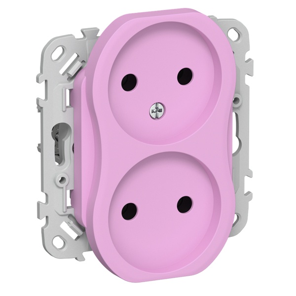 Розетка 2-я без заземления в сборе ИЭК FLITE РСш02-0-ФлПр 10А шторки пурпурный