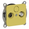Розетка двойная TV+SAT экранированная оконечная ИЭК FLITE РТВс-2-1-1-ФлЖК желтый карри