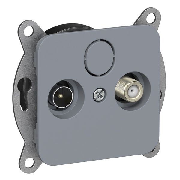 Розетка двойная TV+SAT экранированная проходная ИЭК FLITE РТВс-2-1-2-ФлМ маренго