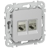Розетка двойная RJ45/11 кат.6/3 STP ИЭК FLITE РКТ6/3-2-1-ФлА алюминий