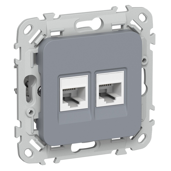 Розетка двойная RJ45/11 кат.5E/3 UTP ИЭК FLITE РКТ5е/3-2-0-ФлМ маренго