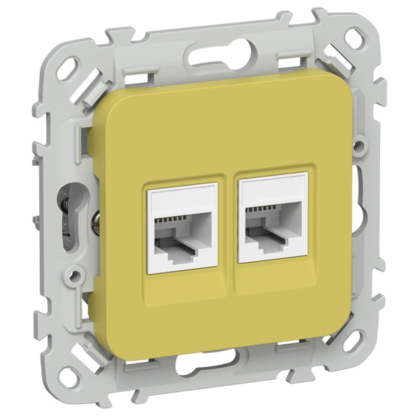 Розетка двойная RJ45/11 кат.5E/3 UTP ИЭК FLITE РКТ5е/3-2-0-ФлЖК желтый карри