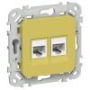 Розетка двойная RJ45/11 кат.5E/3 UTP ИЭК FLITE РКТ5е/3-2-0-ФлЖК желтый карри
