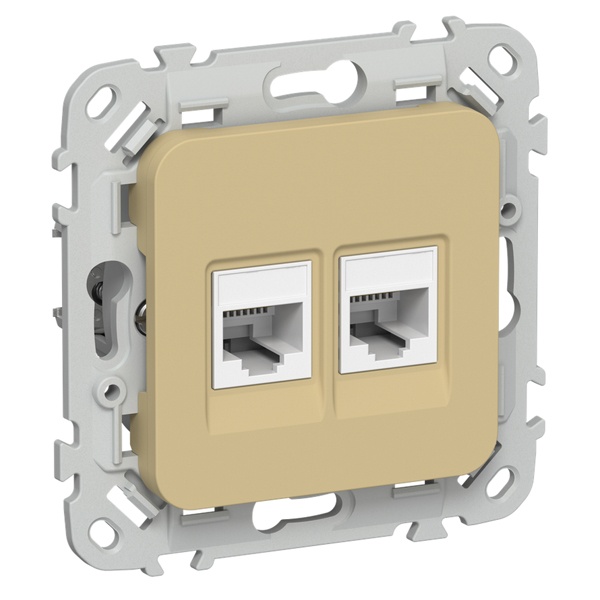 Розетка двойная RJ45/11 кат.5E/3 UTP ИЭК FLITE РКТ5е/3-2-0-ФлШм шамуа