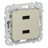Розетка для зарядки ИЭК FLITE РЮ-2-ФлШ USB A+A 2,1А шампань