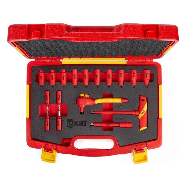 Набор диэлектрического инструмента КВТ НИИ-15 с трещоткой для работ под напряжением до 1000 В VDE