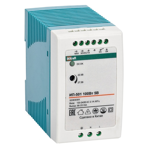 Импульсный источник питания DEKraft ИП-501 100Вт 5В 15А вход 85-264В AC