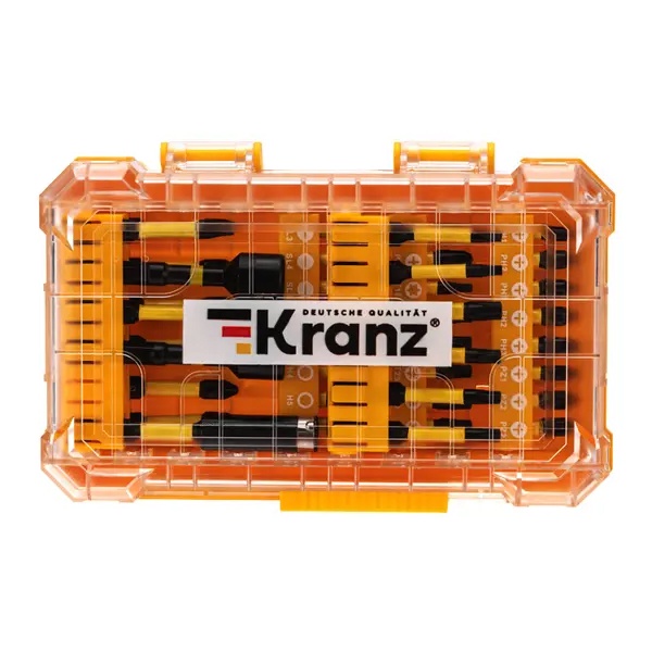 Набор торсионных бит Kranz с магнитным держателем и торцевыми головками 41 шт в пластиковом кейсе
