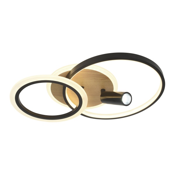 Светильник потолочный светодиодный ЭРА Модерн Rondo CLL-1 85W 3000-6500K RC черный-дерево с ДУ