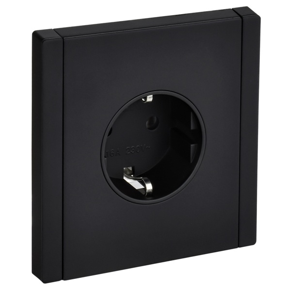 Розетка с заземлением ИЭК FORTE&PIANO FP114M 16А автозажим металл черный