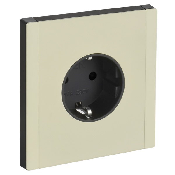 Розетка с заземлением ИЭК FORTE&PIANO FP816M 16А металл слоновая кость (бежевый)