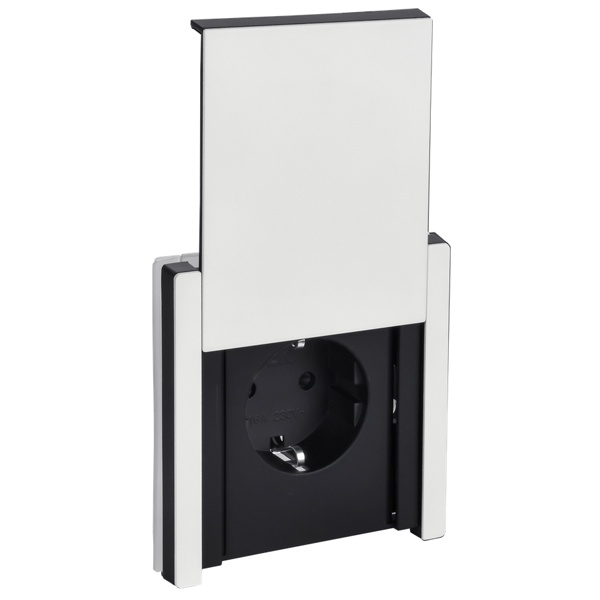 Розетка с заземлением ИЭК FORTE&PIANO FP219M 16А шторки крышка автозажим IP44 металл белый