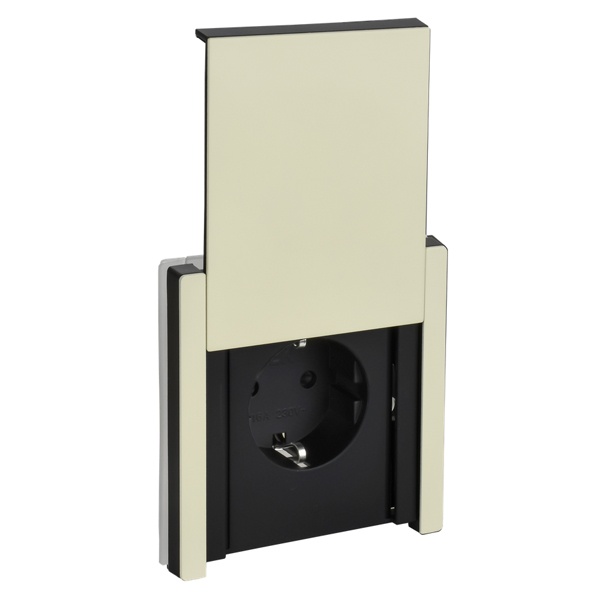 Розетка с заземлением ИЭК FORTE&PIANO FP819M 16А шторки крышка автозажим IP44 металл слоновая кость (бежевый)