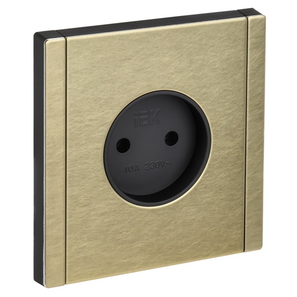 Розетка без заземления ИЭК FORTE&PIANO FP618M 10А металл шампань